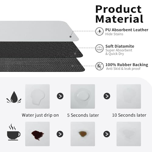 Coffee Mat Absorbent Hide Stain Rubber Backed Dish Drying Mat for Kitchen Counter