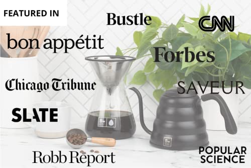 Pour Over Coffee Maker with Glass Carafe and Reusable Stainless Steel Dripper (2 Count)