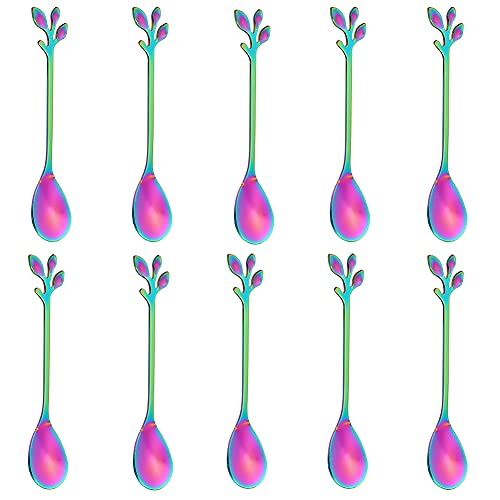 Elegant Rainbow Leaf Coffee Spoons (10 Count)