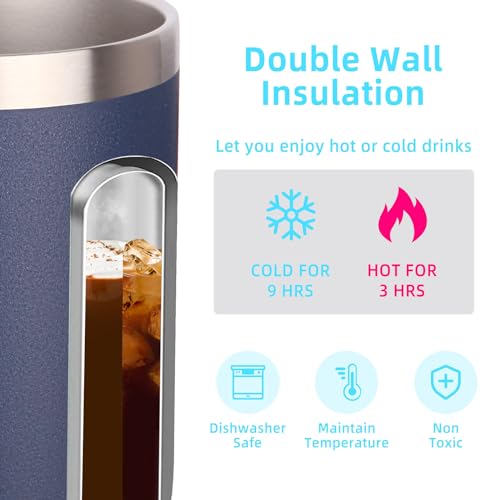 14oz Insulated Stainless Steel Coffee Mug with Lid Bulk 4 Pack (4 Count)