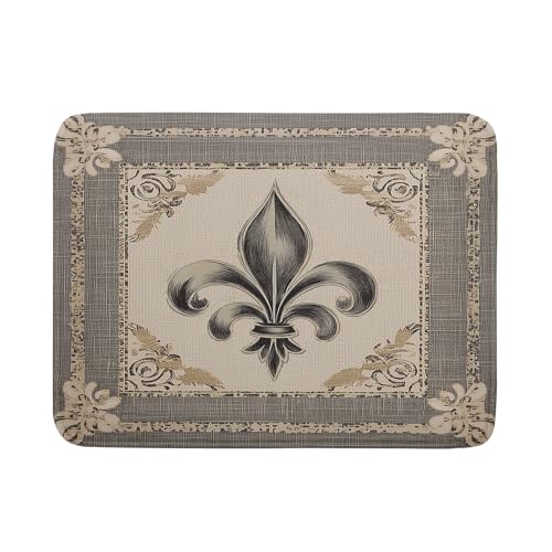 Mardi Gras Dish Drying Mat for Kitchen Vintage Fleur De Lis Print Dish Drainer Mats 18x24inch Country Style Dish Drying Rack Pad Protector for Countertop Dining Holiday Decor