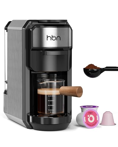 3-in-1 for Nespresso Capsule & K-Cup Pods & Ground Coffee Multi Coffee Maker Single Serve, 19Bar Programmable One-Touch Brewing Espresso Machine, 20oz Removable Water Tank, 1450W Fast Heat (20 Ounce)