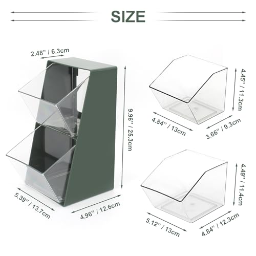 Coffee Pod Storage with 2 Large Capacity Basket K Cup Holder Countertop Organizer for Creamer Keuring Espresso Capsule Plastic Tea Bag Organizer Green