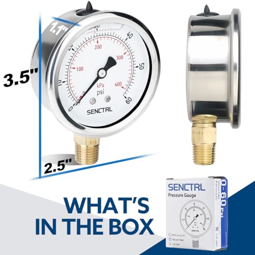 0 60 Psi Liquid Filled Low Pressure Gauge