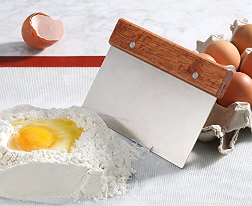 Bakery Grade Stainless Steel Dough Scraper with Wood Handle