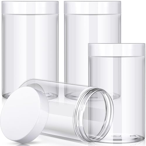 4 Pcs Plastic Jars Wide Mouth with Lids