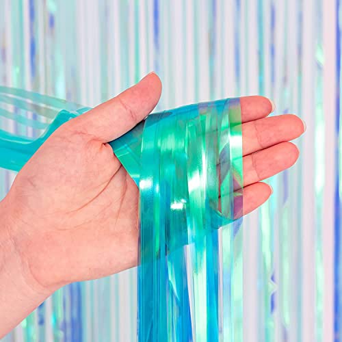 Iridescent Blue Fringe Curtains (2 Count)