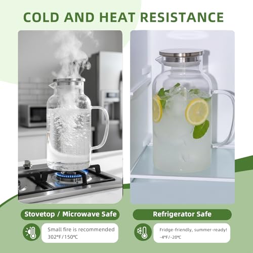 1 Gallon 3.8L Thickened Glass Pitcher with Lid and Spout