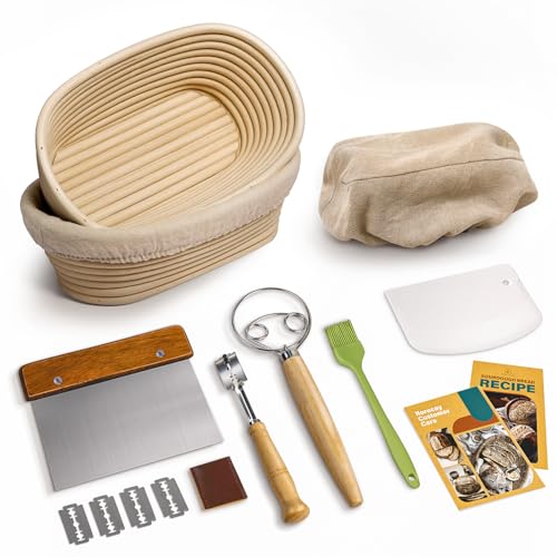 Sourdough Starter Kit with 2 Oval Banneton Bread Proofing Baskets (2 Count)