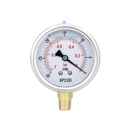 30 inHg Vacuum Silicone Oil Liquid Filled Low Pressure Gauge