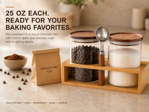 Glass Baking Canister Set with Scoop & Rack