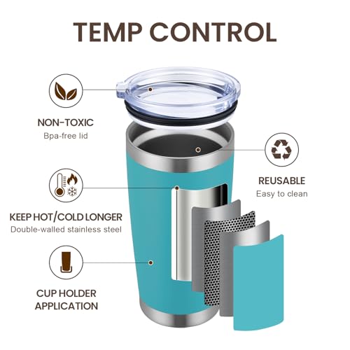20oz Tumbler 8 Pack Double Wall Vacuum Insulated Travel Mug Bulk (8 Count)