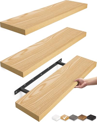 Light Oak Toned Floating Shelves 22.5in