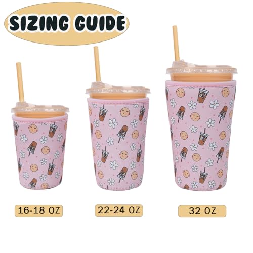 Reusable Insulated Neoprene Iced Coffee Cup Sleeve (3 Count)