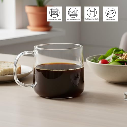 20oz Glass Coffee Mugs Set of 2 (2 Count)