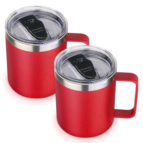 14oz Insulated Stainless Steel Coffee Mug with Lid Bulk 2 Pack (2 Count)