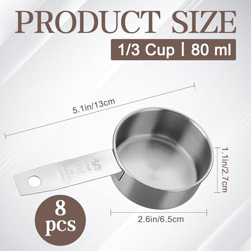 8 Pack Stainless Steel Measuring Cup (8 Count)