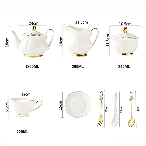 Utility 19 Pieces Tea Sets for Adults with Teapot Afternoon Tea Set Bone China Coffee Cup and Saucer Sugar Bowl and Milk Jug Gift for Wedding Teapots