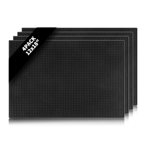 4 Pcs Black Bar Mats for Countertop