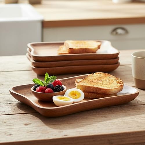 Woodard & Charles Acacia Wood Medium Pinched Trays (4 Count)