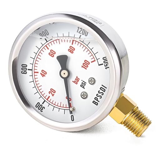 0 1500 Psi Glycerin Liquid Filled Hydraulic Pressure Gauge