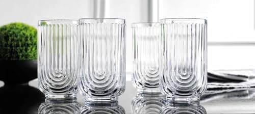 Drinking Glasses Set of 8. 17oz Vintage Drinking Cups. Ripple Cocktail Glasses (8 Count)