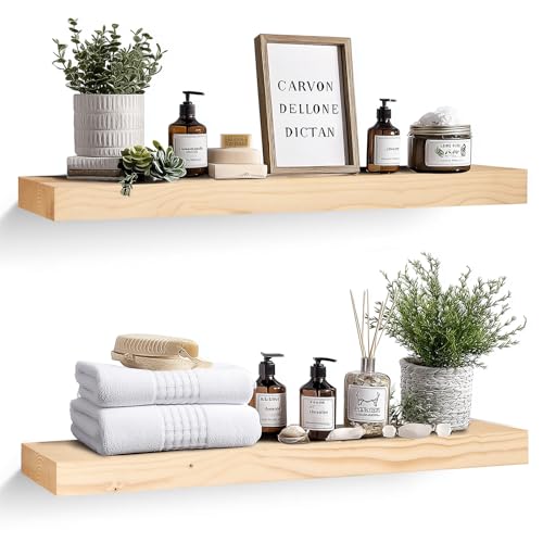 Solid Wood Floating Shelves (2 Count)