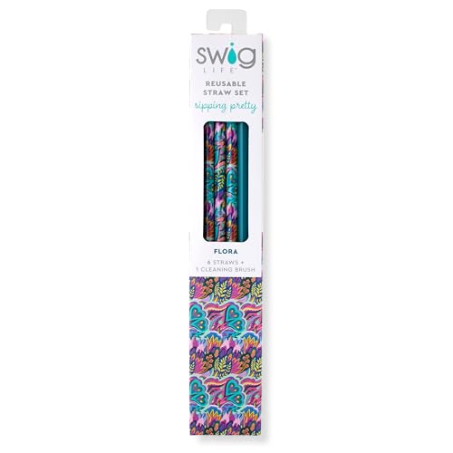 Reusable Straw Set with Cleaning Brush (6 Count)