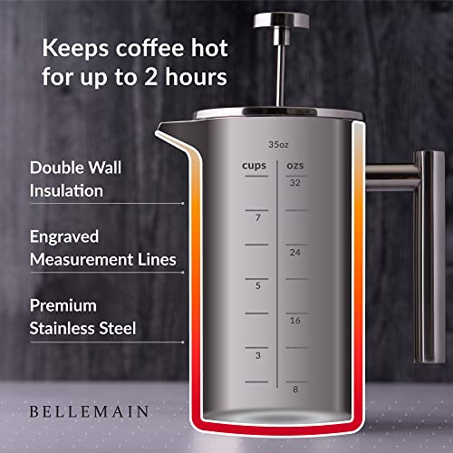 French Press Coffee Maker Extra Filters Included