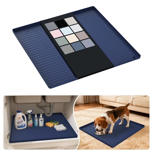 Waterproof Silicone Under Sink Mat 22'' x 22'' Shelf Liner for Kitchen and Bathroom