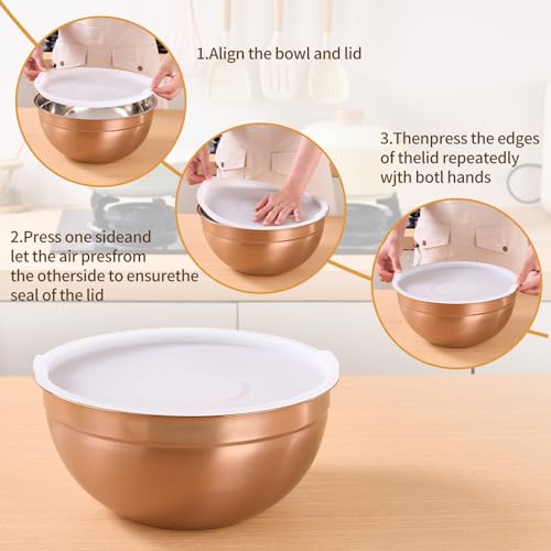 Rose Gold Mixing Bowls With Airtight Lids