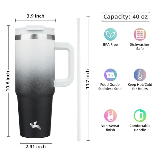 40 oz Insulated Tumbler Water Bottle with Handle