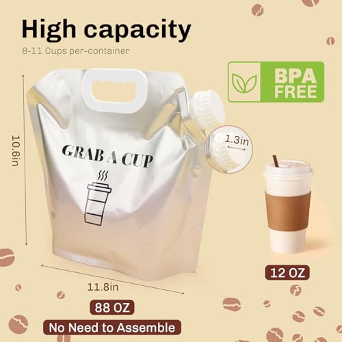 10 Pack Disposable Coffee Dispensers with Handle Coffee Box Cold Hot Beverage Dispenser COFFEE Carrier with Handle Take Out Camping Water Storage Containers Water Bag for Hiking (10 Count)