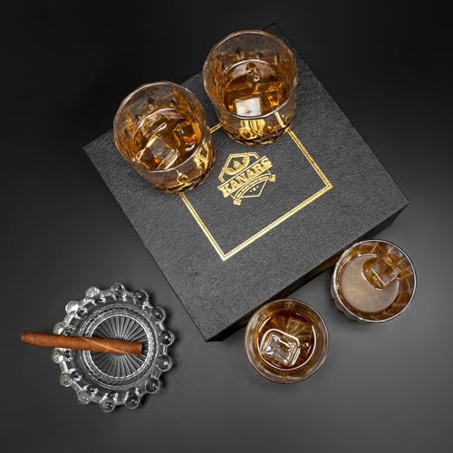 Old Fashioned Whiskey Glasses 3 Designs Bourbon Glass 10 oz Set (4 Count)