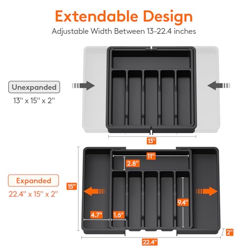 Extra Large Silverware Drawer Organizer