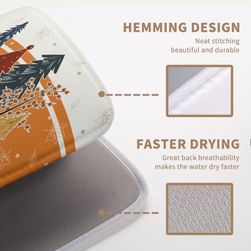 Fall Maple Tree Dish Drying Mats Thanksgiving Dish Mat Colorful Autumn Drying Matt Dishes Dryer Pad for Kitchen Counter Absorbent Microfiber Washable Foldable Reusable 18x24 in