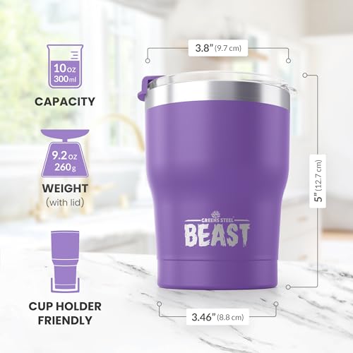 Beast 10 oz Tumbler Stainless Steel Vacuum Insulated Coffee Ice Cup Double Wall Travel Flask