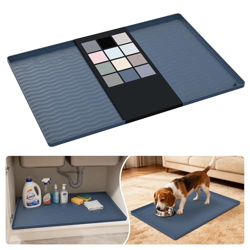 Waterproof Silicone Under Sink Mat 28'' x 19'' Shelf Liner for Kitchen and Bathroom