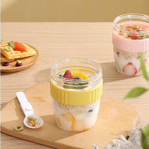 Breakfast to Go Cup with Lid and Folding Spoon for Oats Yogurt Fruit 20oz