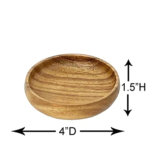 Woodard & Charles Acacia Wood 12" Oval Tray with Dip Bowls