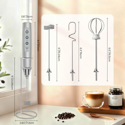 Milk Frother Handheld Rechargeable with Stand
