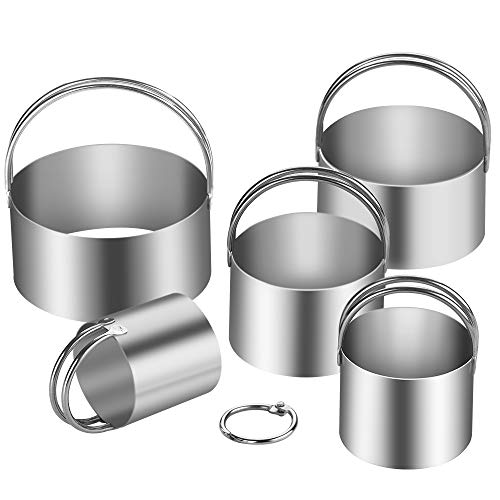 5 Pieces Cookie Cutters Round Cutters Stainless Steel Biscuit Cutter with Handle in Graduated Sizes Round Shape Molds (5 Count)