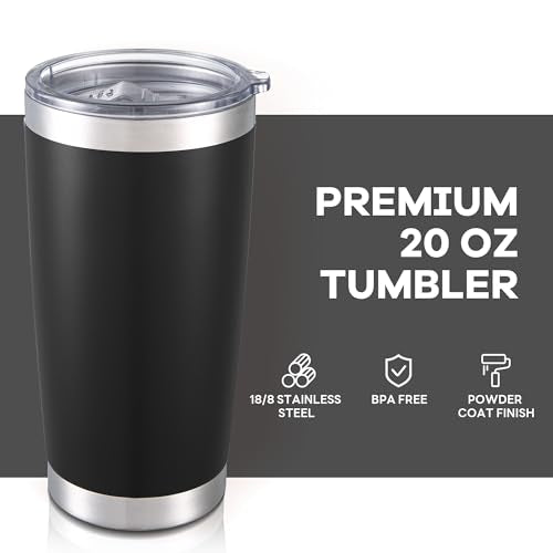 20 oz Tumbler with Lid Stainless Steel Insulated Tumblers Bulk Cups Mug (12 Count)