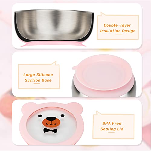 Food Grade Stainless Steel Baby Bowls with Leakproof Tempered Glass Lid