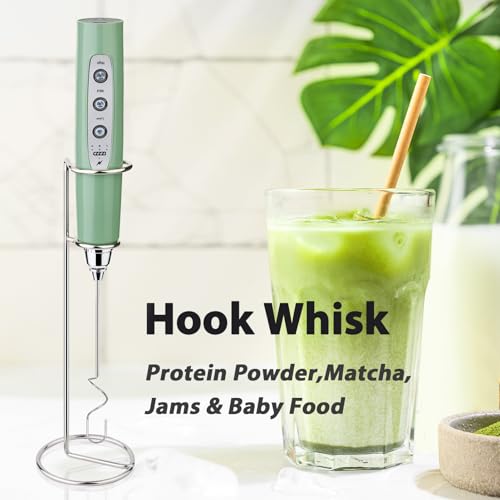 Milk Frother Wand Rechargeable Handheld Electric Whisk 3 Speed Adjustable