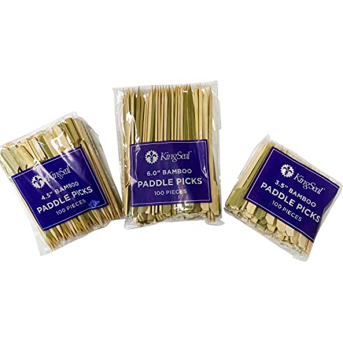 200 Count KingSeal Natural Green Bamboo Wood Paddle Picks