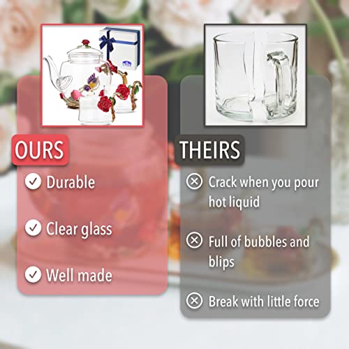 BTaT Floral Glass Tea Set for Adults
