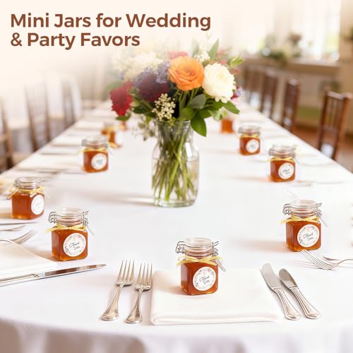 Square Glass Spice Jars 4 oz 6 Pack with Labels and Funnel Set (6 Count)