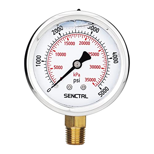 5000 Psi Glycerin Liquid Filled Hydraulic High Pressure Gauge