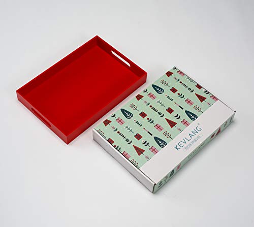 Sturdy Red Acrylic Serving Tray with Handles